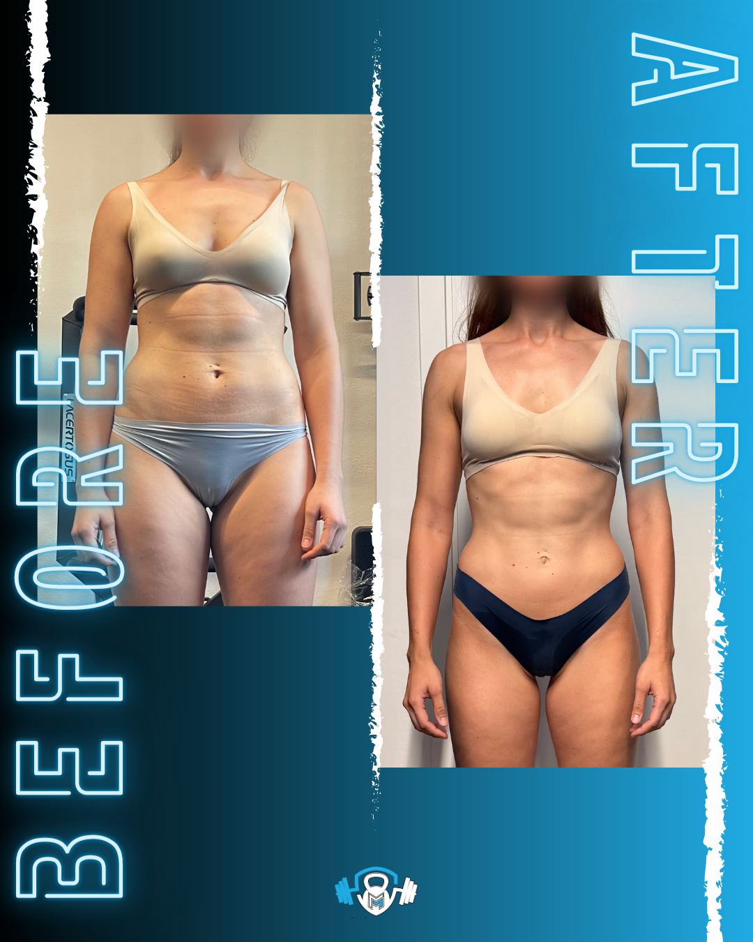Trasformazione prima e dopo di una cliente Gymmemore